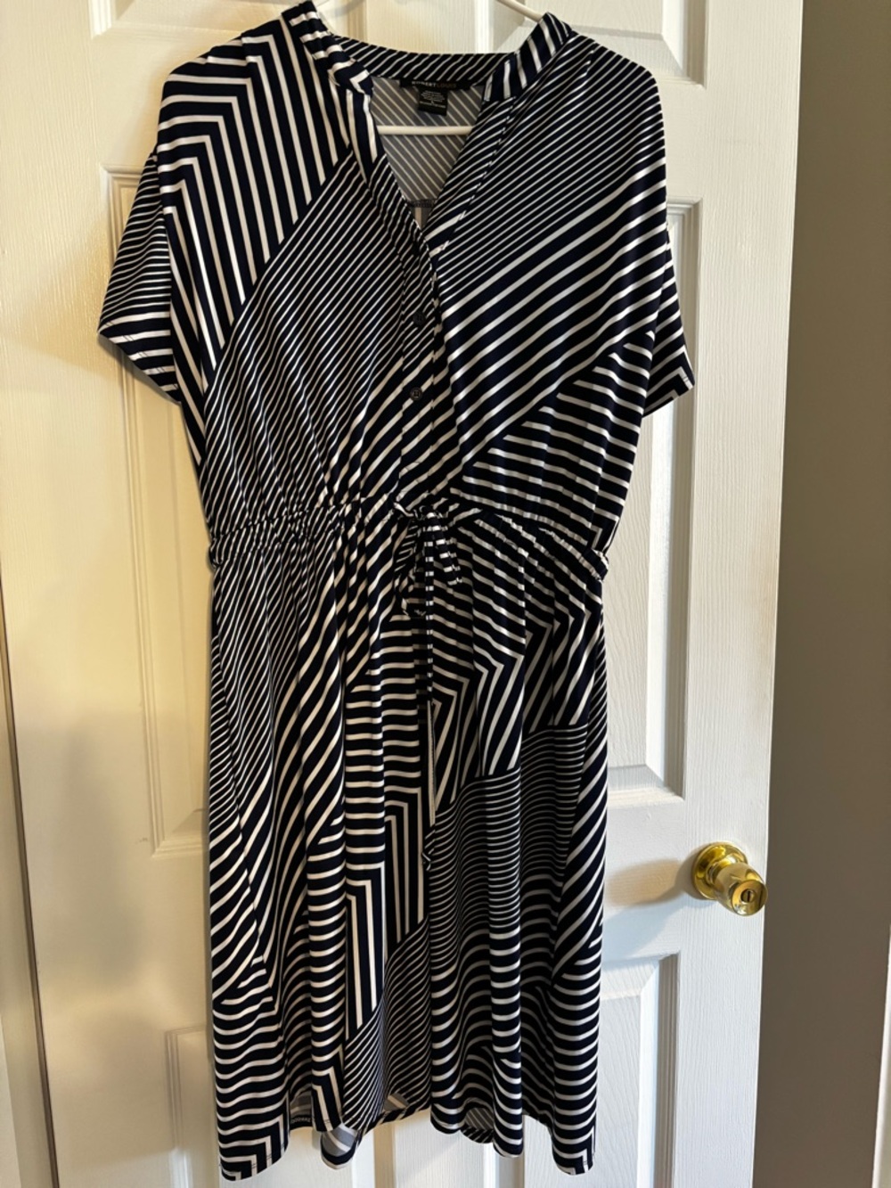 Robert Louis Blue and White Striped Midi Dress